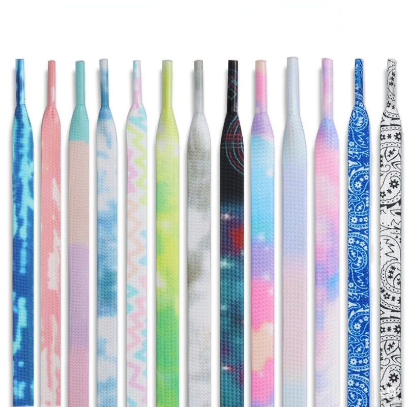 Gradient Colors Shoe Laces in for Tie Dye Sports Shoes Boots Sneakers Skates Flat Colorful Shoelaces