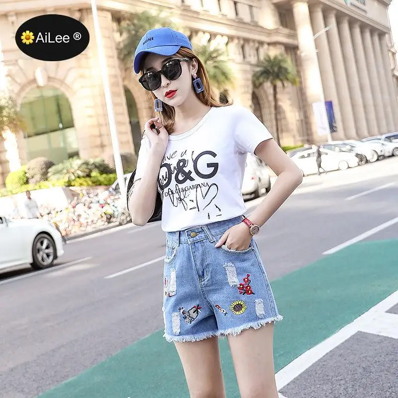Women's Denim Shorts Large Size Summer 5XL High Waist Elastic Waist Harem Ruffle Shorts Jeans For Women Cute Streetwear Pockets