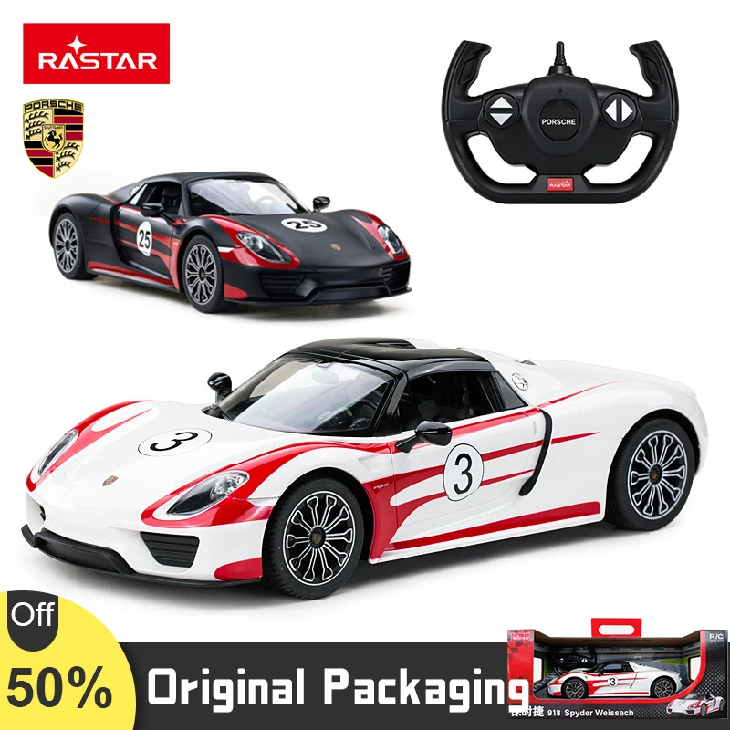 

Rastar 1:14 Remote Control Car Porsche 918 Spyder Weissach with Led Light 2.4GHz RC Car Racing Toy Model Vehicle for Kids Gift