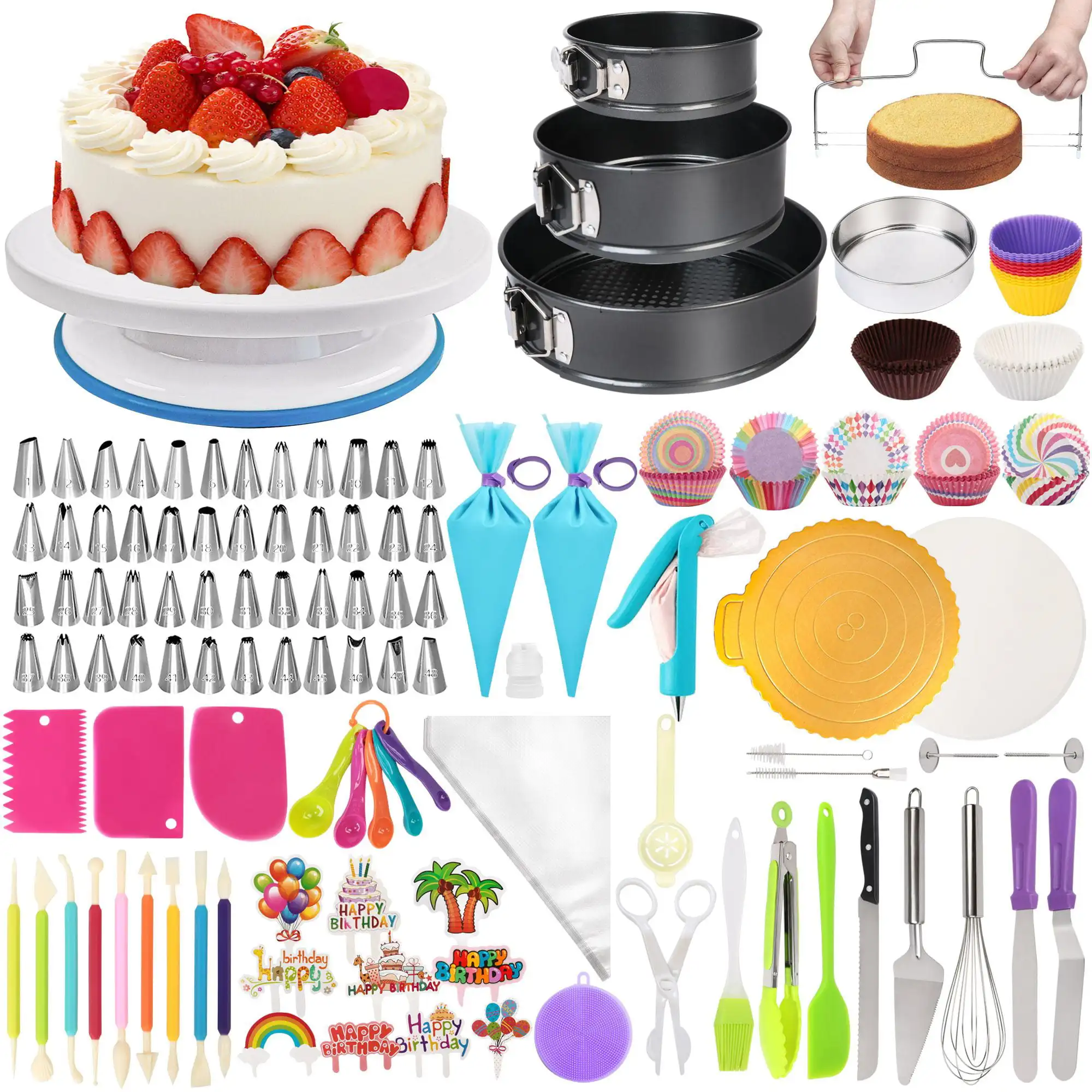 

469 Pcs Cake Decorating Kit, Baking Supplies with Rotating Turntable