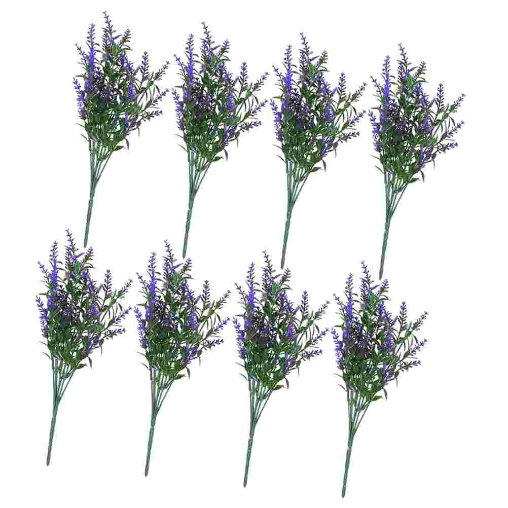 

8 Pcs Window Faux Flowers Indoor Simulated Lavender DIY Fake Decor Plastic Outdoor Plants Artificial Lifelike Elegant