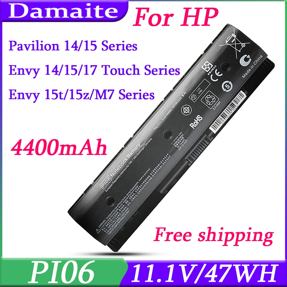 PI06 Аккумулятор для ноутбука HP Pavilion 14 15 Envy 17 17t 17z HSTNN-DB4N HSTNN-DB4O HSTNN-LB4O 710417-001 710416-001 PI09