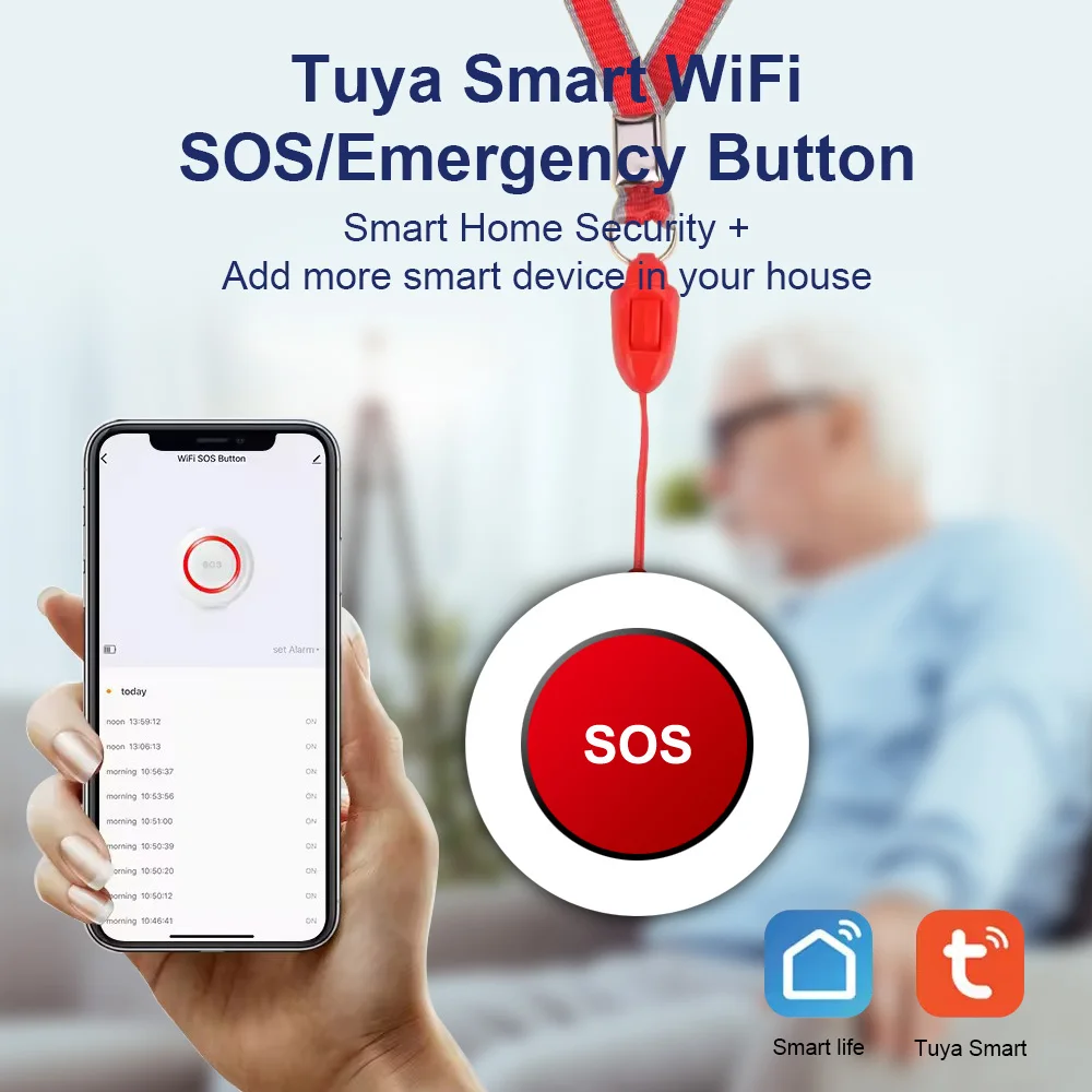 Умная кнопка аварийной сигнализации Tuya Wi-Fi SOS
