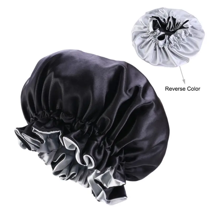 

Large Bonnet Sleep Cap Hair Wrap for Curl Double Layer Satin Lined Bonnet for Sleeping Adjustable Elastic Band Hat Drop Shipping