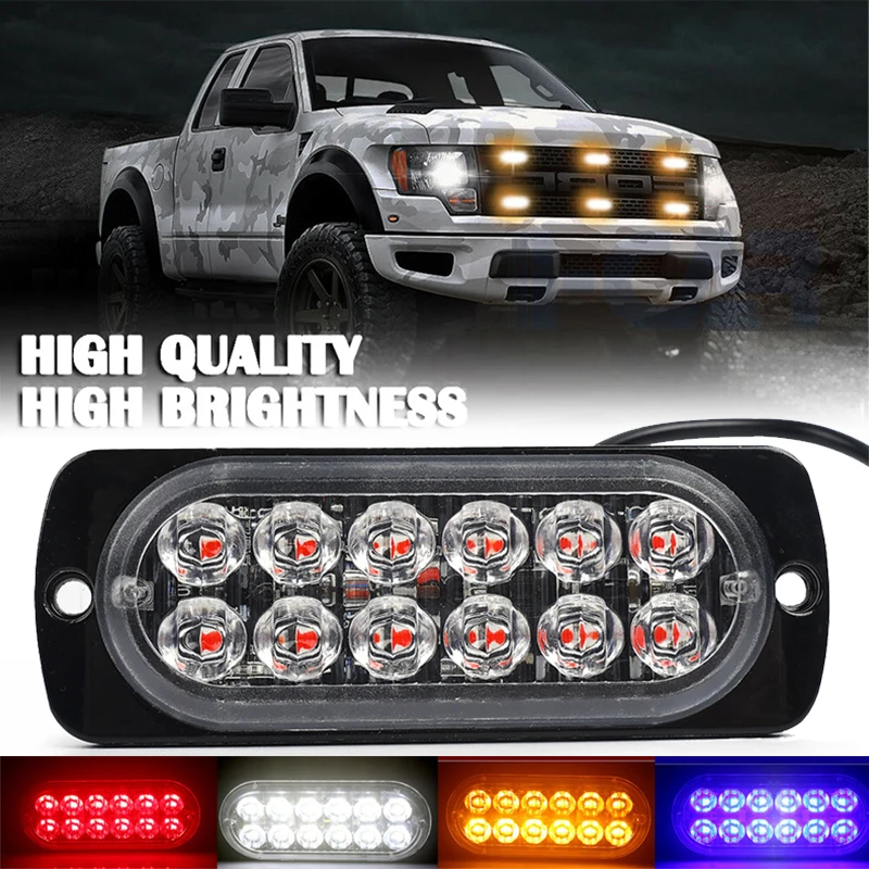

12LED Emergency Warning Light for Car Auto Truck Motorcycle Side Signal Lights Strobe Light 12V-24V 36W Bright Lamp 6LED/12LED