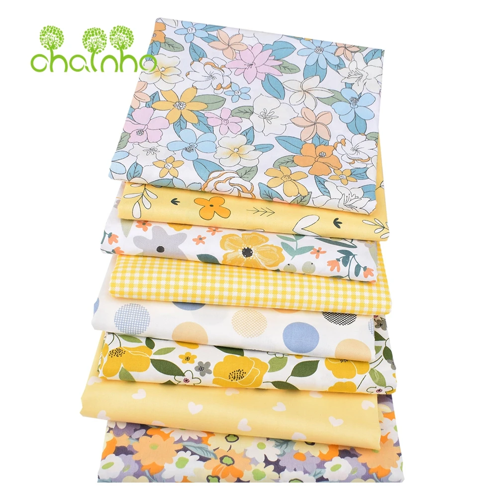 

Printed Twill Cotton Fabric,Yellow Flower,Patchwork Cloth For DIY Sewing Quilting Baby&Child's Bedclothes Home Textiles Material