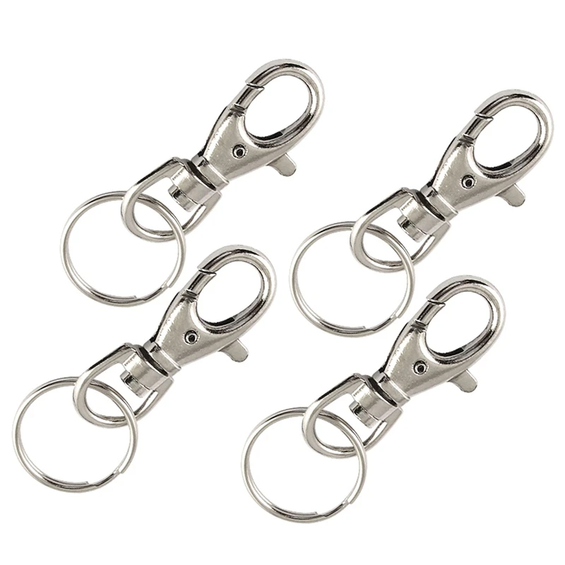 

Silver Tone Metal Trigger Lobster Clasp Key Chain Keyring 4 Pcs