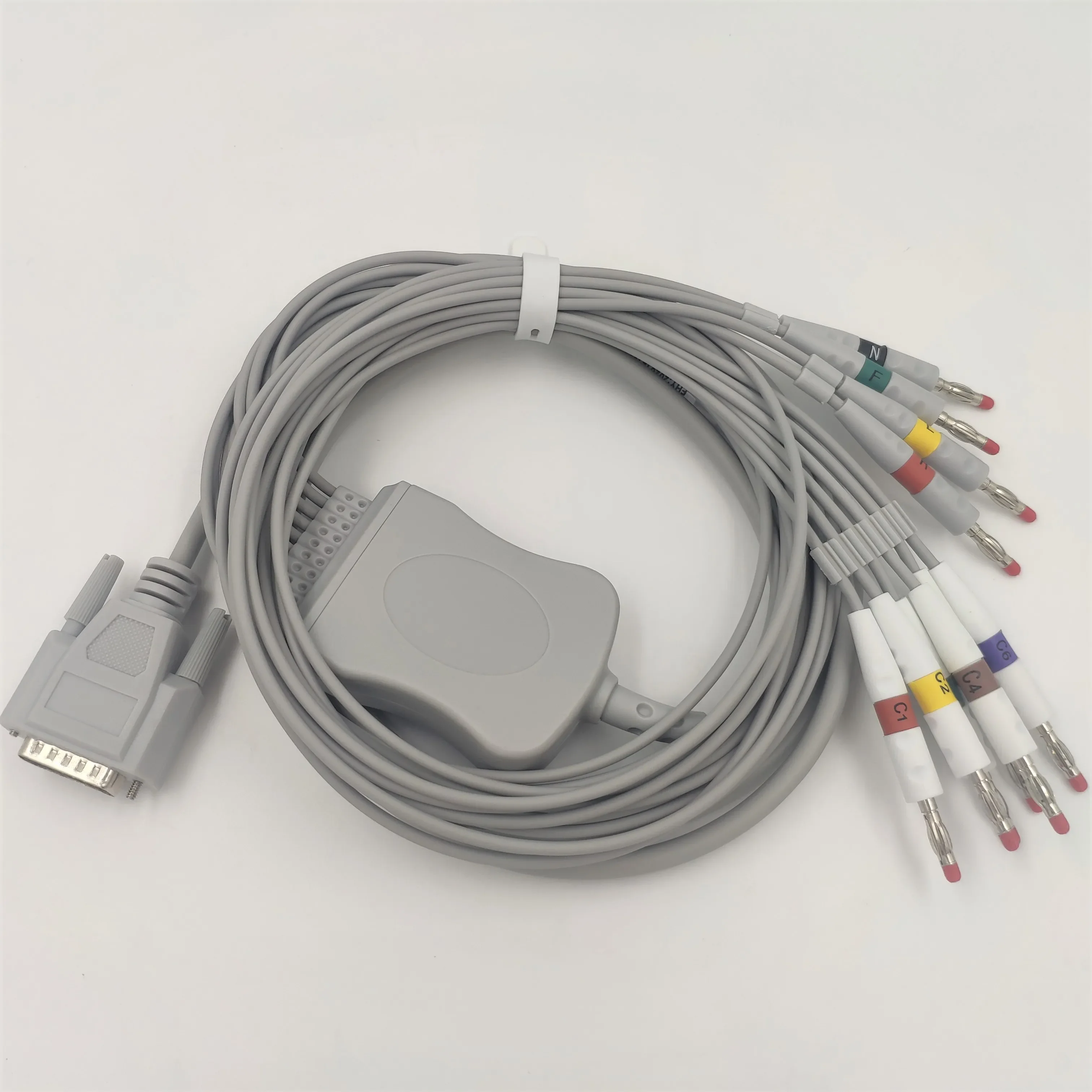 EKG кабель 10 выводов банан/DIN/защелка/зажим для Nihon Kohden Cardiofax EKG-8270/8350/8370/6151/6353