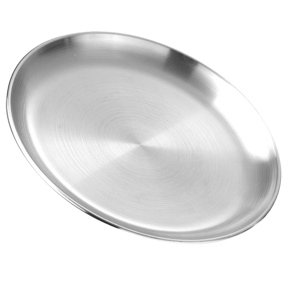 

Round Baking Pan Pasta Plate Household Restaurant Stainless Steel Serving Tray