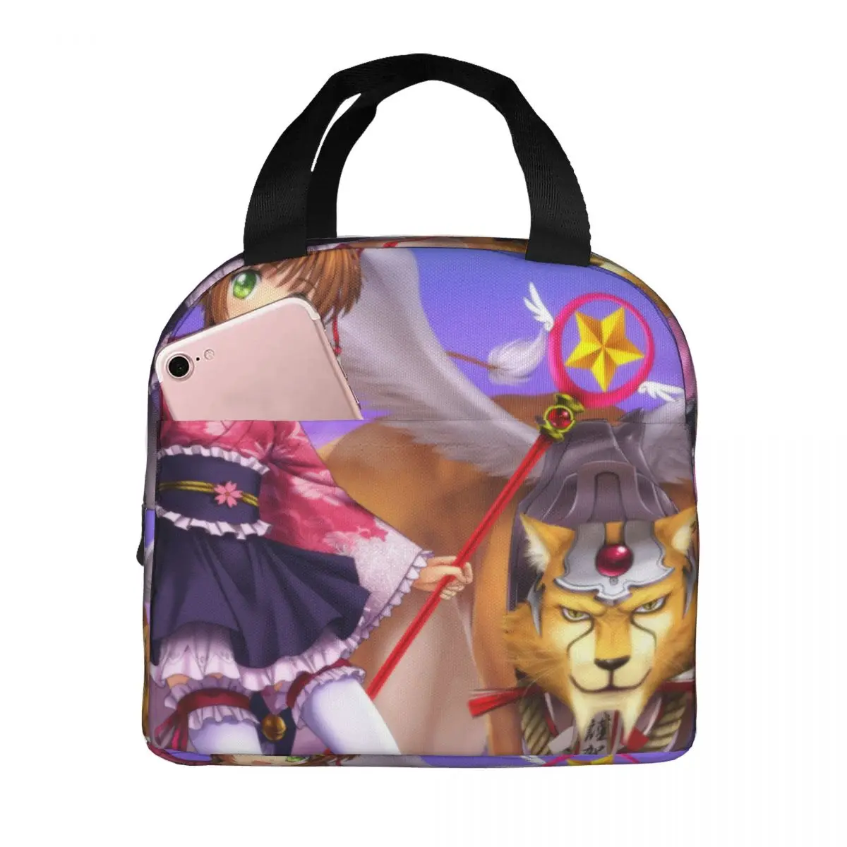 

Insulated Lunch Bag Thermal Cardcaptor Sakura Print Tote Bags Cooler Picnic Food Lunch Box Bag