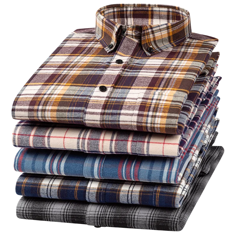 

Рубашка мужская повседневная с длинным рукавом, 100% хлопок, в клетку