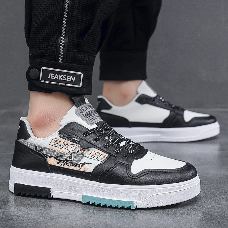 

Spring Men Trendy All-match Sneakers Casual Breathable Lightweight Skateboard Shoe Color Matching Lace-up Platform Shoes for Men