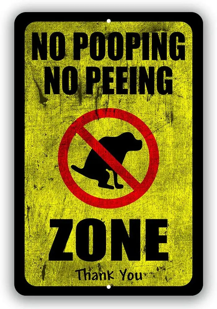 

No Pooping Peeing Zone Warning Dog Yard Signs Tresspassing Tin Sign Indoor and Outdoor use vintage metal plate metal sign