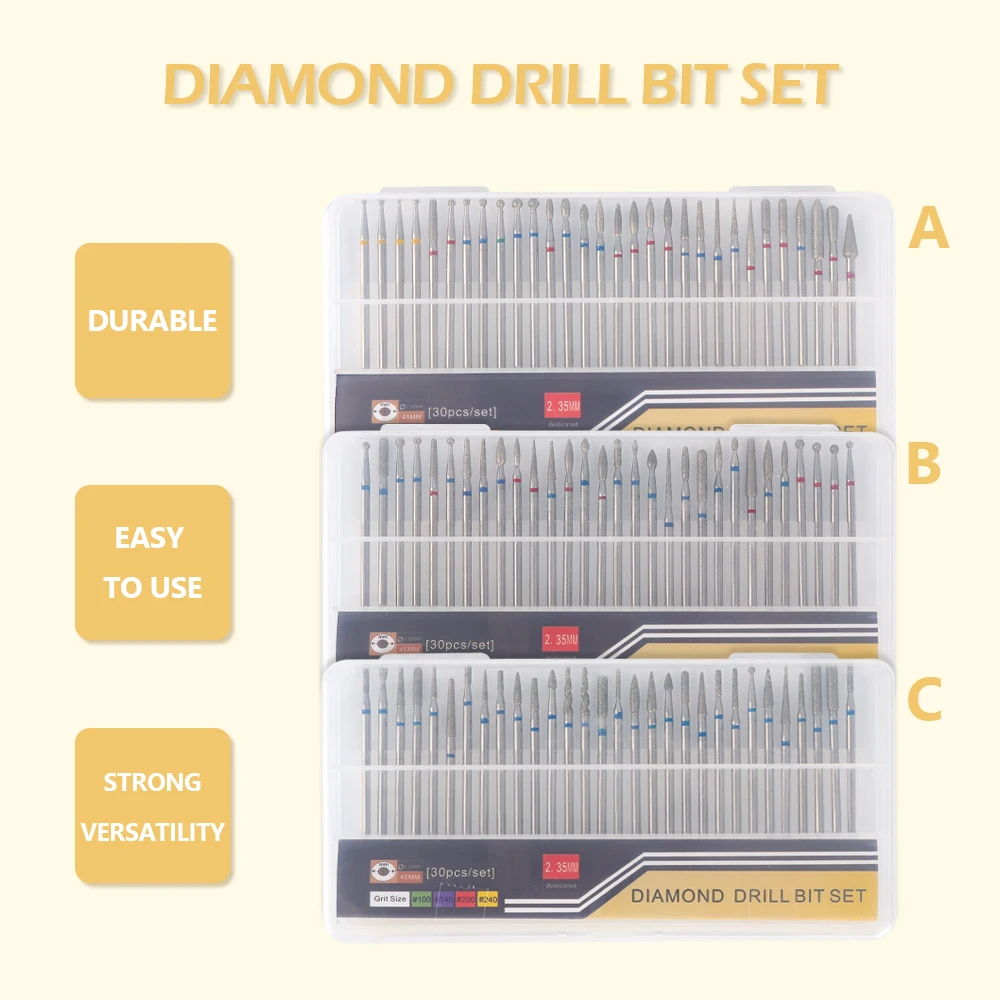 

7/30PCS Diamond Nail Drill Bits Set Cutters For Manicure Set Ceramic Nail Drill Bits Set Milling Cutter Pedicure Nail File Art