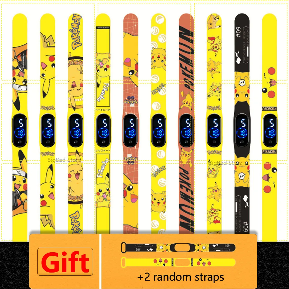 

Pokemon Pikachu Electronic Watch Cartoon Digital Electronic Waterproof LED Bracelet Wristband Kids Toy Birthday Gift Clock