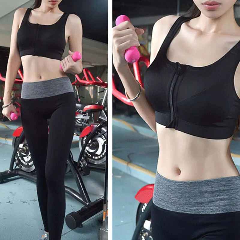 Top 5XL Sports Bra For Women Plus Size Zipper Underwear Shockproof Push Up Gym Fitness Athletic Running Yoga Bralette
