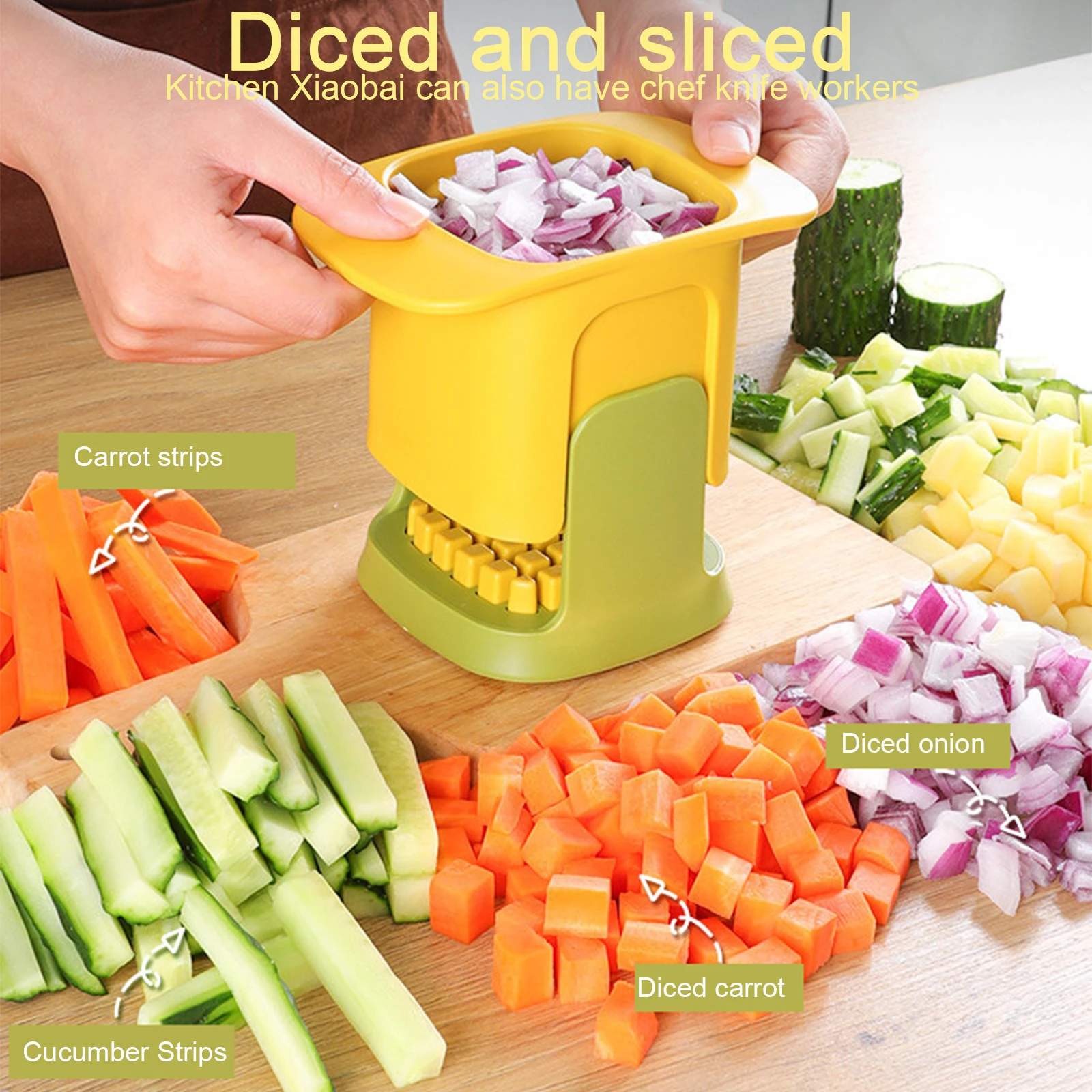 

Vegetable Chopper Household Onion Cucumber Potato Chip Cutter Gadget Multiple Fruit Carrot Ham Dice Tool