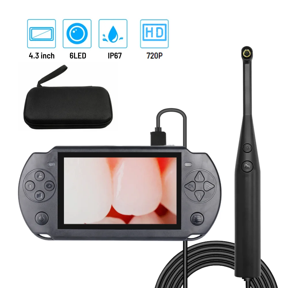 

Handheld Dental Camera 2MP HD Intraoral Teeth Inspection Endoscope Oral Detector with 6 Adjustable LED Light 4.3 Inch IPS Screen