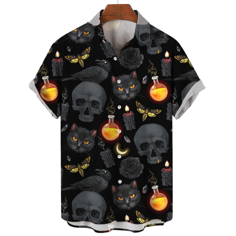 

Hawaiian Medusa Shirt Oversized 3D Printed Casual Dress Short Sleeved Summer Top Men's Korean Luxury Cheap Floral Corinthians