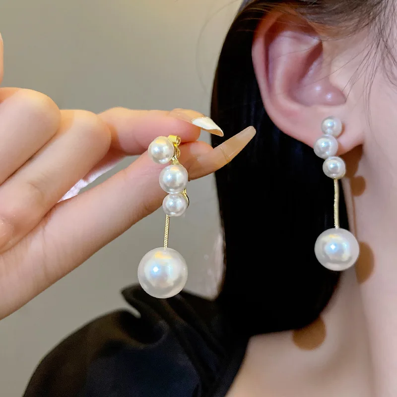 

HEYu Spherical Imitation Pearl Drop Earrings for Women New Elegant Party Earring Korea Style Simple Jewelry Accessories