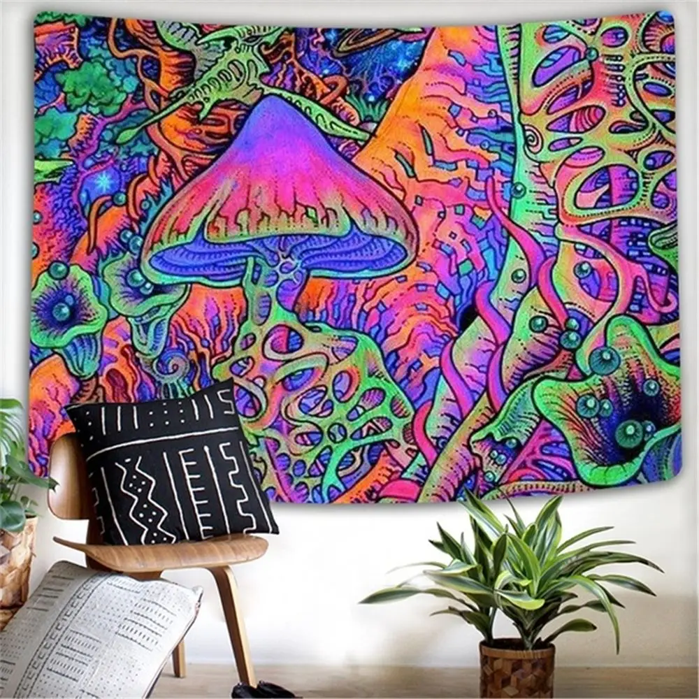 

Home Decoration Wall Hanging Trippy Smoke Psychedlic Mushroom Mural Tapestry background cloth