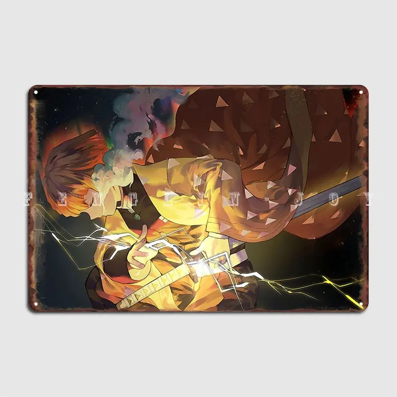

Demon Slayer Zenitsu Agats Poster Metal Plaque Cinema Garage Customize Club Bar Garage Decoration Tin Sign Posters