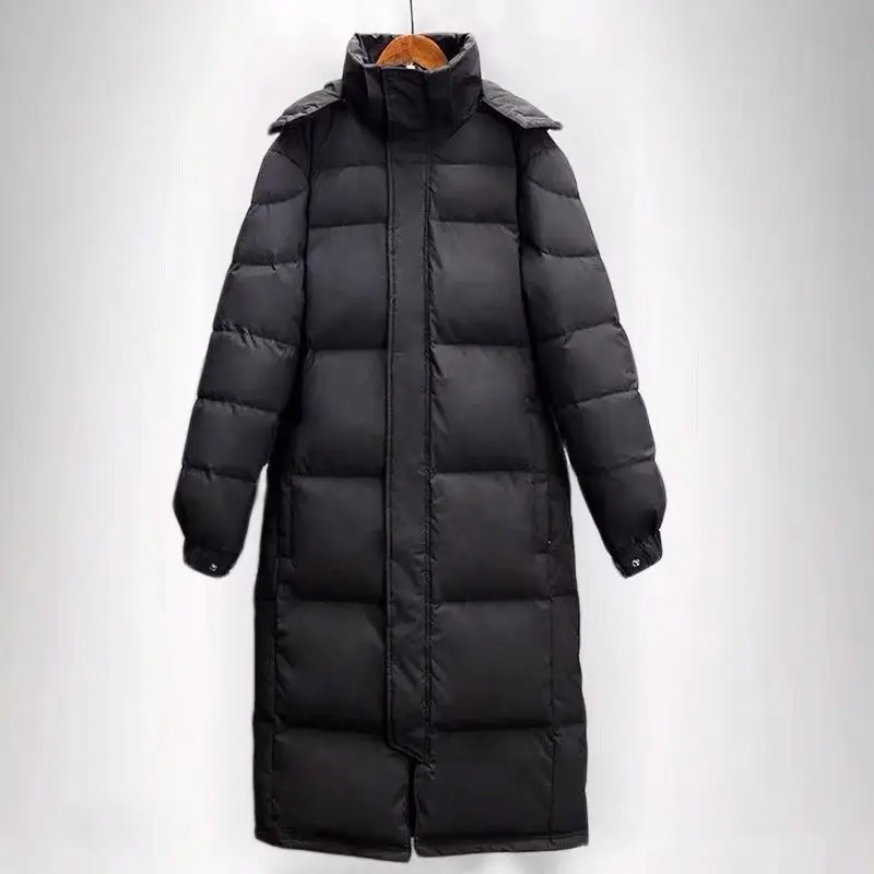 Man Winter Clothing Cotton Padded Parkas with a Hood Male X-Long Coat & Jacket Waterproof Windbreaker Black Plus Big Size 3XL