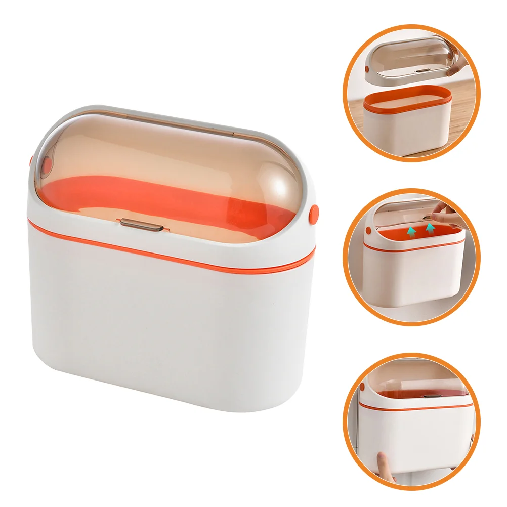 

Garbage Can Desk Trash Mini Home Kitchen Storage Bucket Hanging Waste Container Lid Abs Office Bin