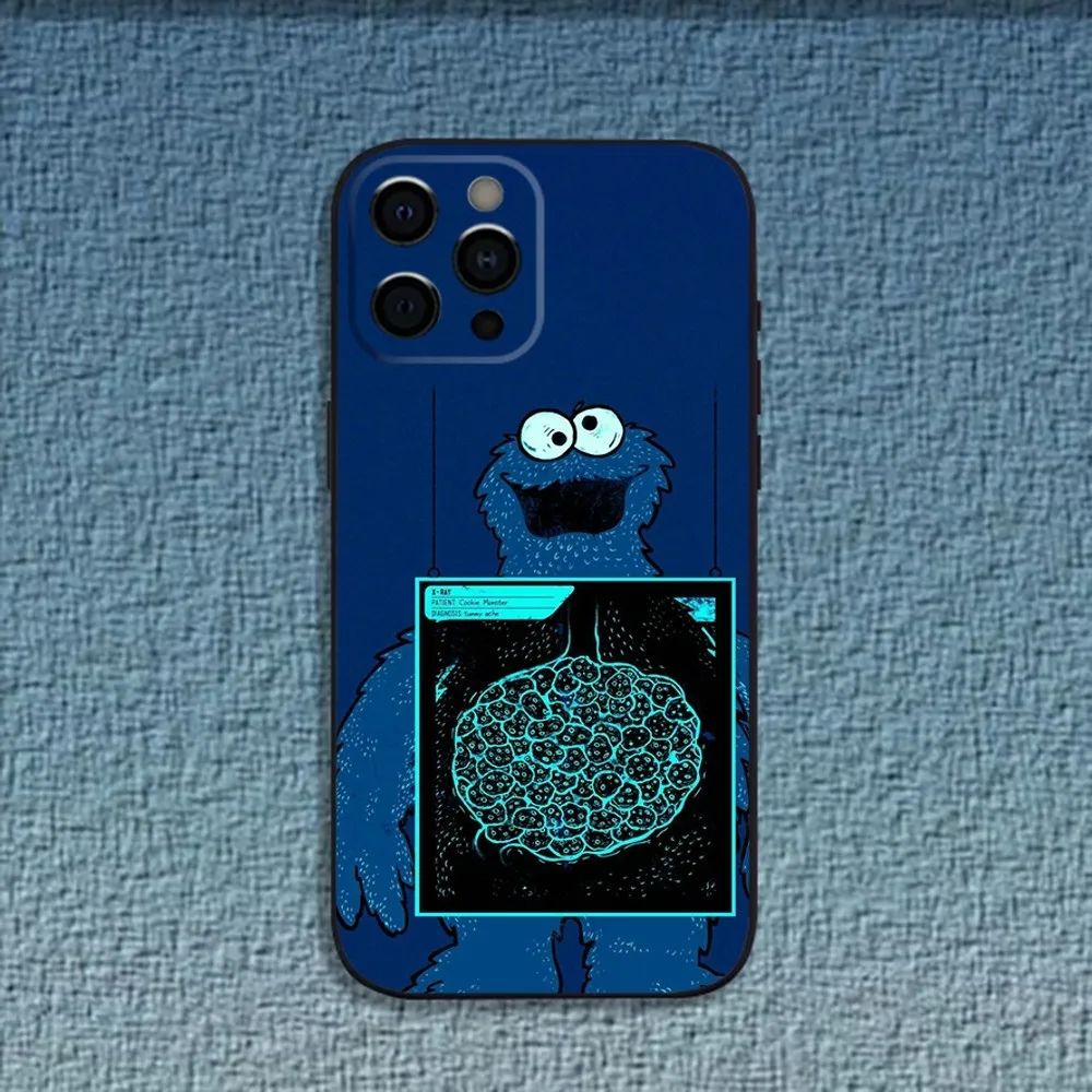 Забавный чехол для телефона C-Cookie-M-Monster iPhone 16 15 14 13 12 11 Pro X XS Max XR Plus мягкий черный