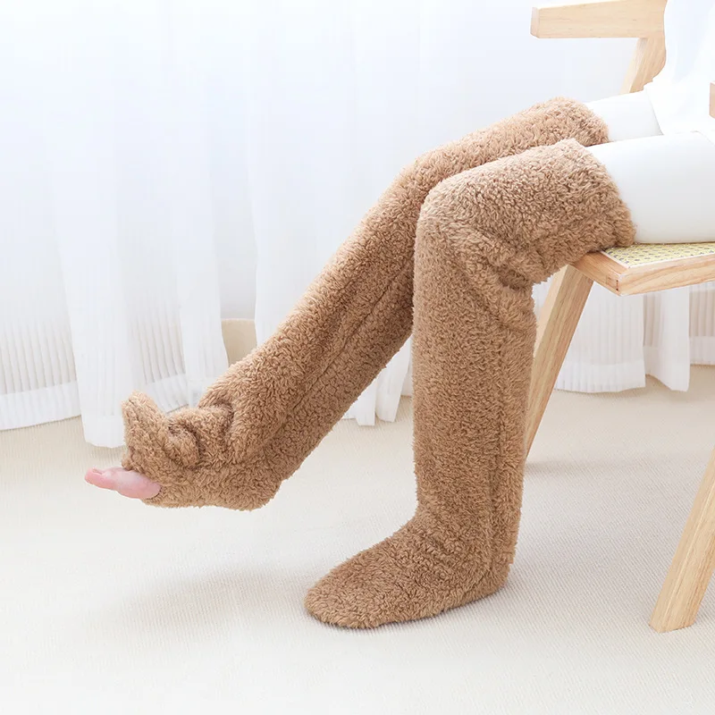 Winter Leg Warmers Women Warm Leg Covers Y2k Kawaii Plush Stockings Winter Thermal Pants Furry Pantyhose Gyaru Boots Sleeves