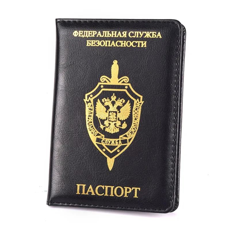 

Russia FSB Style Passport Case Holder Men Women PU Leather Russian Federal Security Service Travel Passport Cover Organizer