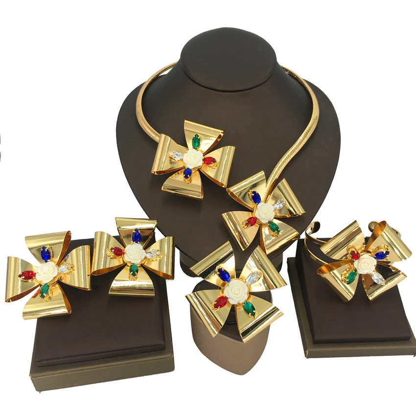 

Ювелирный Комплект Yuminglai из Дубая, ювелирные изделия из 18-каратного золота, бразильские золотые ювелирные изделия, комплект из итальянского...