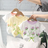 childrens sweet flower short sleeve t shirt baby cotton comfort top new summer girls t shirt 0 2 3 4 5 6 y