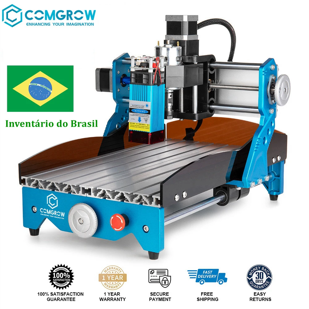 COMGROW 2 in1 CNC Engraving Wood Router 40W Compressed 3018CNC Laser Cutting Engraver Pre-assembled Wood Carving Milling Machine