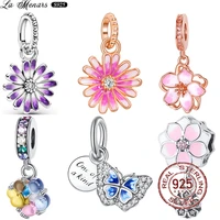 la menars butterfly flower colorful charms enamel pendant beaded diy charms fit bracelet bangel women fine jewelry