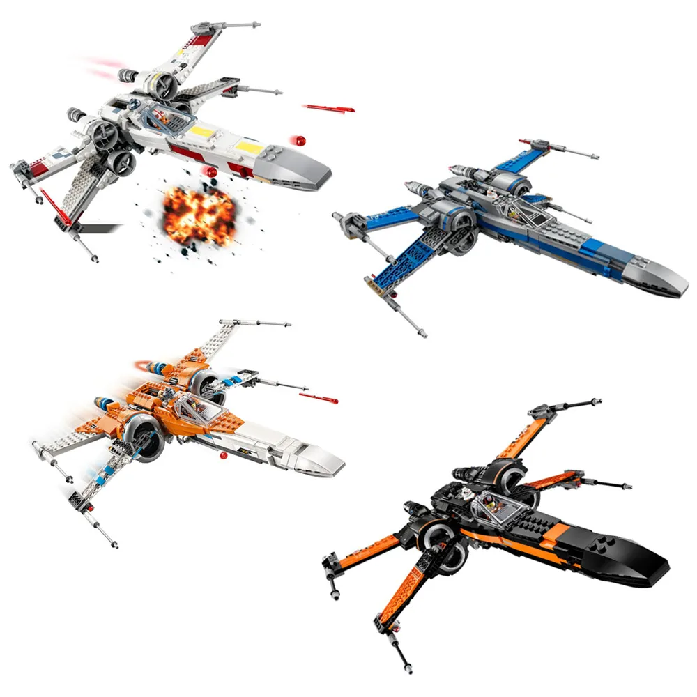 

Disney Stars Fighter Space Wars T-65 Poe Dameron Resistance StarFighter Luke Skywalker Building Blocks Bricks Gift Boys Set Kid