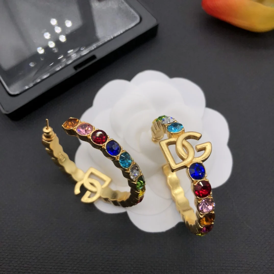 

European and American New Retro Color Zircon Earrings