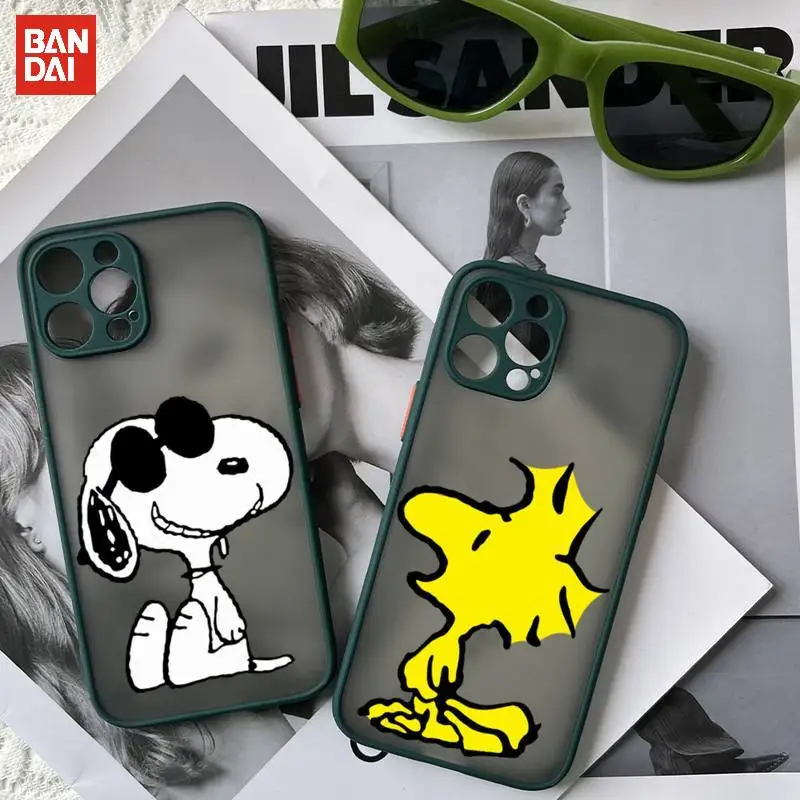 

BANDAI Snoopy Phone Case Luxury Silicone Shockproof Matte For Iphone 7 8 Plus X Xs Xr 11 12 13 Mini Pro Max