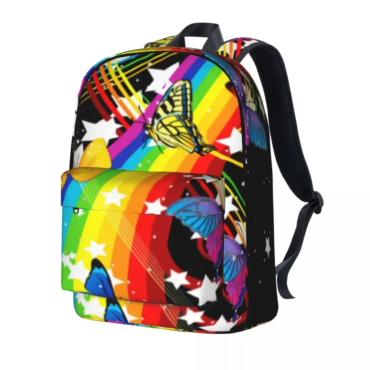 

Colorful Butterfly Backpack Rainbow Butterflies Hiking Backpacks Men Colorful Pattern High School Bags Casual Rucksack