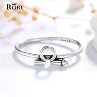 925 sterling silver rings libra constellation ring 12 star signs zirconia jewelry vintage retro design for women girls gifts