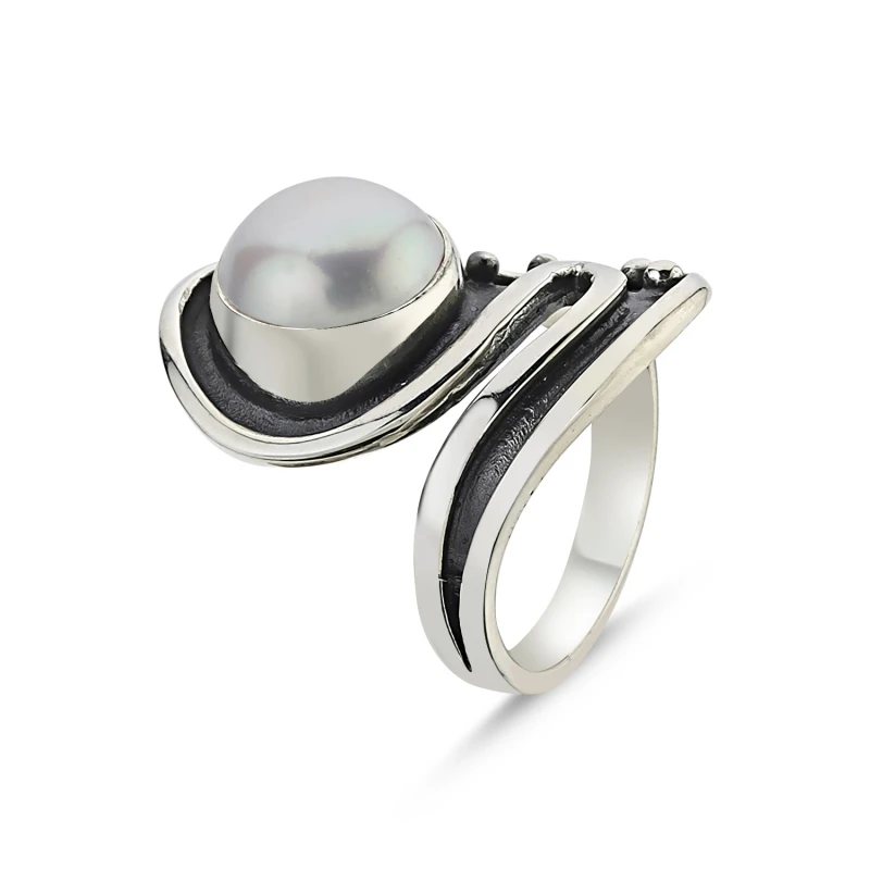 

Silver 925 Sterling Pearls of Handwork Ring