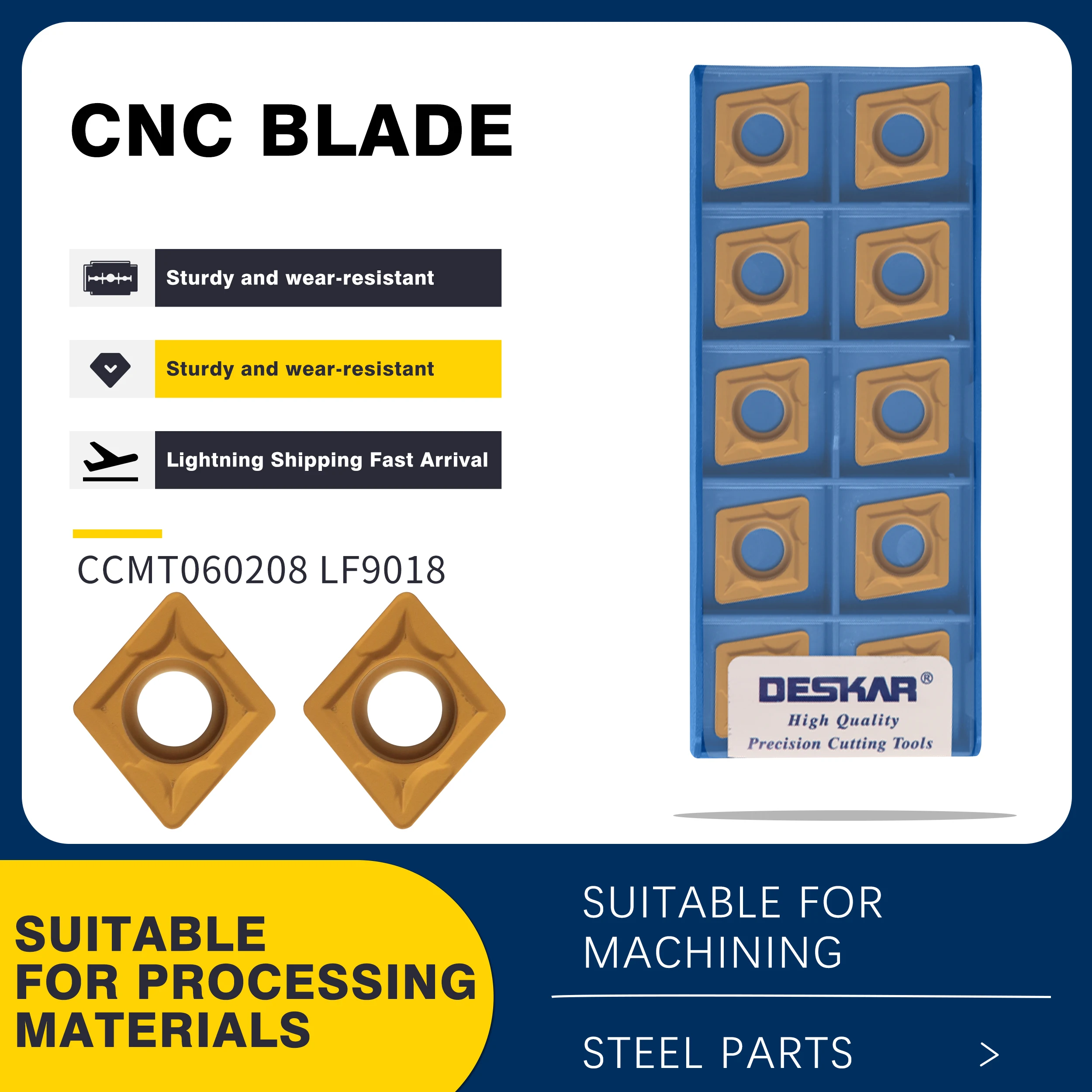 

CCMT060204 CCMT060208 LF9018 External Turning Tool CCMT09T304 CCMT09T308 LF9018 Carbide Inserts CNC Lathe Cutting Tool For Steel
