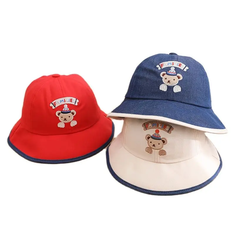 

Doitbest Newborn Infant Girl Bucket Hats Summer Panama Cartoon bear Sun Cap Korean Baby Boy Outdoor Beach Fisherman Hat