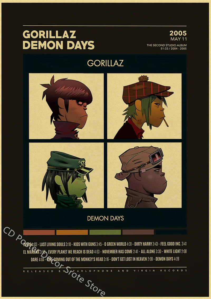 

Плакат Gorillaz Demon Days крафт-бумага А4/А3