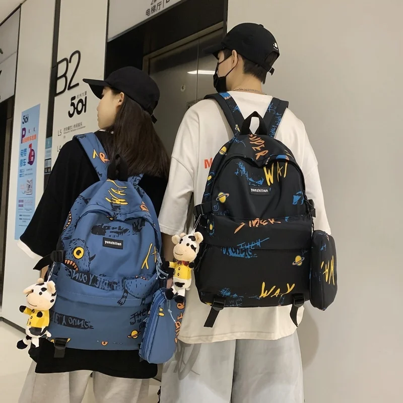 

New Graffiti Personality Backpack Korean Version Student Schoolbag Women's Leisure Outdoor Travel Backpack