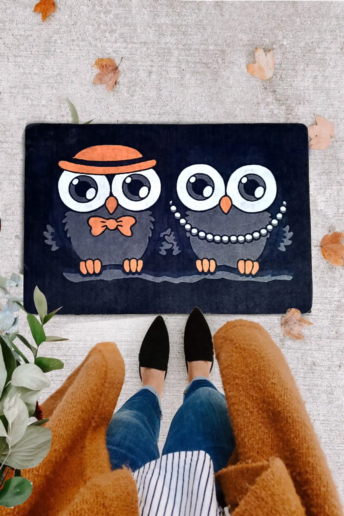

Home Decoration - Interior and Exterior Door Mats - Colorful & Fun Welcoming - Night Owl Design