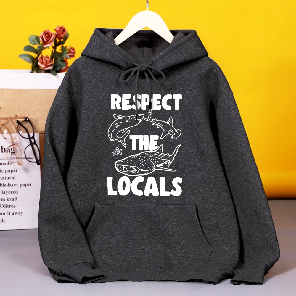 

Respect The Locals Marine Animals Print Hoodie Womens Autumn Fit Casual Hoody simple Loose Clothing Street Comfortable Clothes