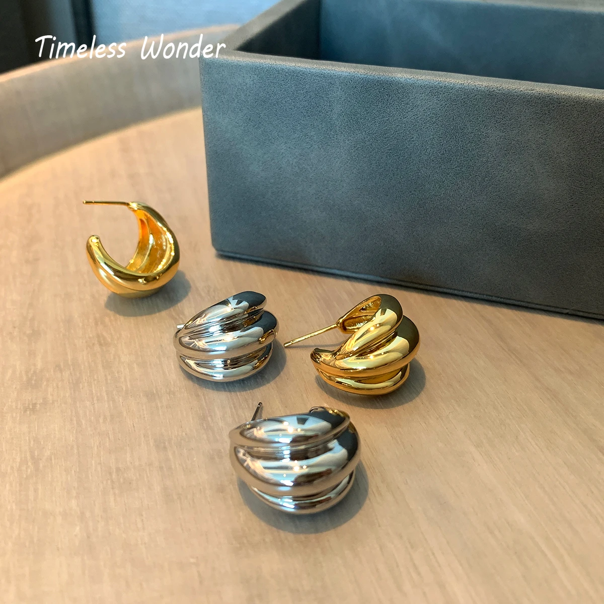 

Timeless Wonder Brass Geo Statement Studs Earrings for Women Jewelry Designer Ins Egirl Trendy Prom Date Cute Mix Brincos 4366