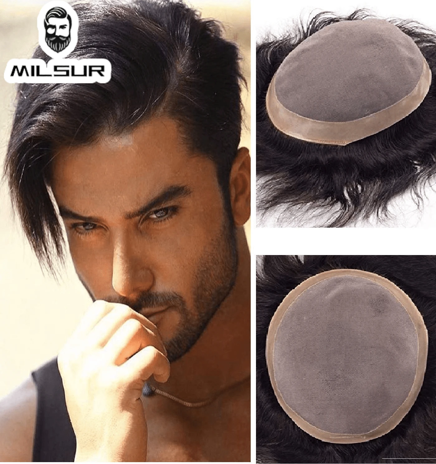 Human Hair Toupee For Men Fine Mono Male Wig 120% Density Durable Male Hair Prosthesis Toupee 6