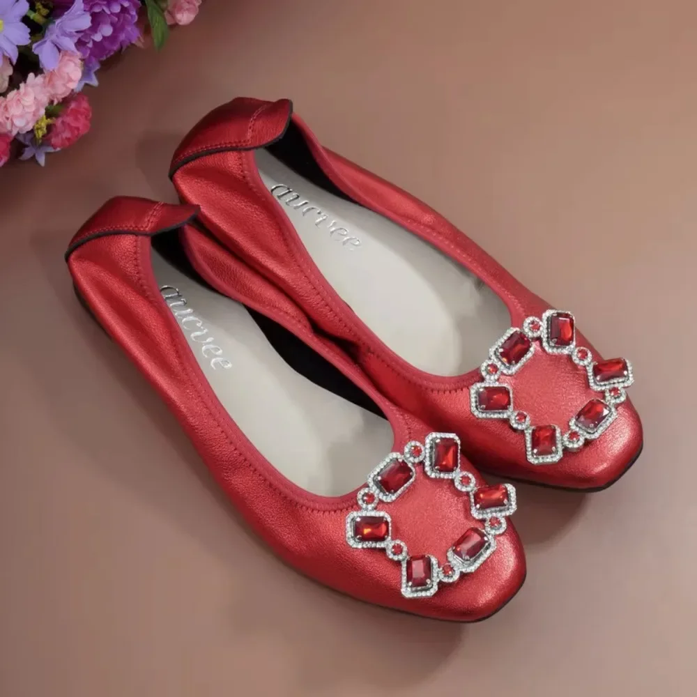 мокасины Mom Flats Shoes Soft Sole Loafers Round Toe ShoesNew Spring and Autumn Flat Non Slip Female Casual Leather